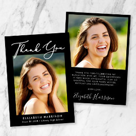 Eleganter Script-Foto Schwarzer Abschluss Dankeskarte