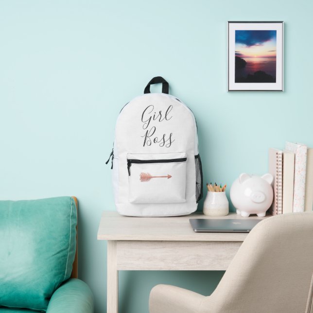 Eleganter Script Girl Boss Pink Arrow Bedruckter Rucksack (InSitu)