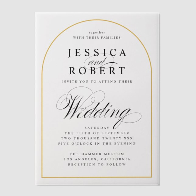 Eleganter Script Gold Border Wedding Arch (Vorderseite)