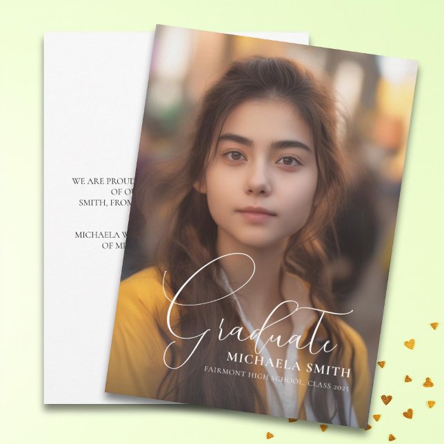 Eleganter Script Graduate Foto Abschluss Ankündigung (Von Creator hochgeladen)
