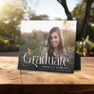 Eleganter Script Graduate Foto Keepake Abschluss Fotoplatte