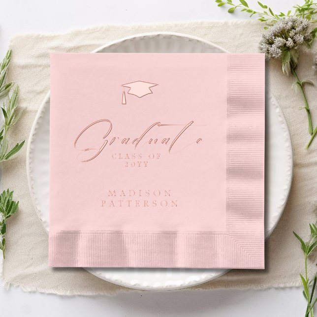 Eleganter Script Graduate Personalisierter Abschlu Servietten Mit Folie (Von Creator hochgeladen)