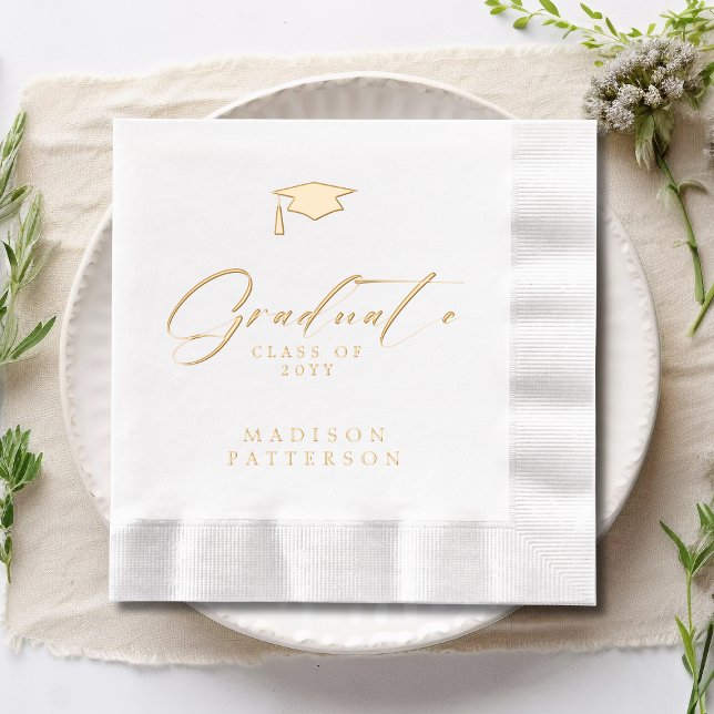 Eleganter Script Graduate Personalisierter Abschlu Servietten Mit Folie (Von Creator hochgeladen)