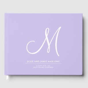 Eleganter Script Initial Wedding Monogram Lavender Gästebuch
