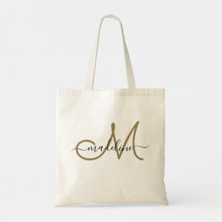 Eleganter Script Mit Monogramm Name Moderne Modern Tragetasche