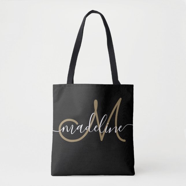 Eleganter Script-Mit Monogramm Name Moderner Chic (Vorderseite)
