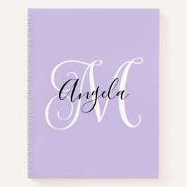 Eleganter Script Monogram Pale Lavender Notizbuch