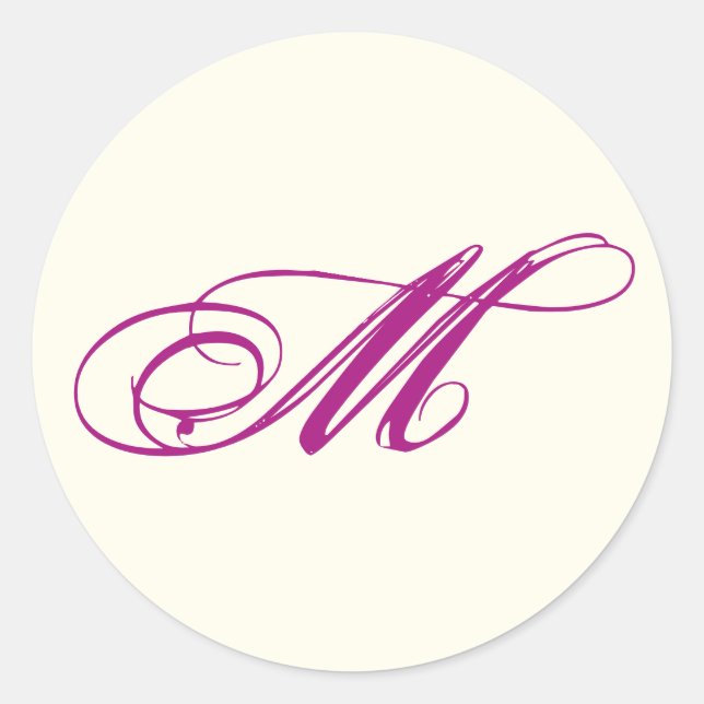 Eleganter Script Monogram Wedding Umschlag Aufkleb Runder Aufkleber (Vorderseite)