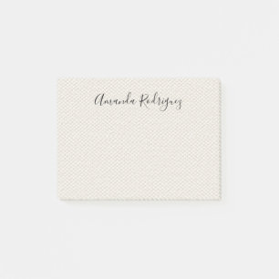 Eleganter Script Name auf Beige Imitats Leinwand T Post-it Klebezettel