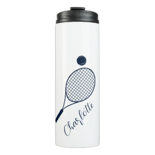 Eleganter Script Name Monogram Tennis Club Thermosbecher