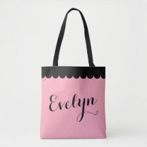 Eleganter Script Name Scalloped Pink Kalligraphie