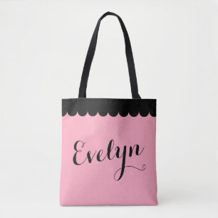 Eleganter Script Name Scalloped Pink Kalligraphie
