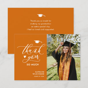 Eleganter Script Orange Foto Minimalistisch Abschl Dankeskarte