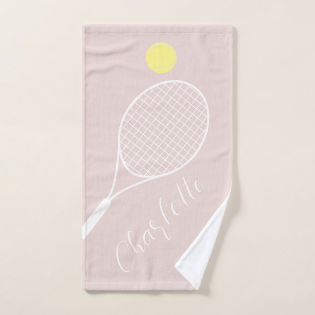 Eleganter Script Player Name Blush Pink Tennis Clu Handtuch (Handtuch)