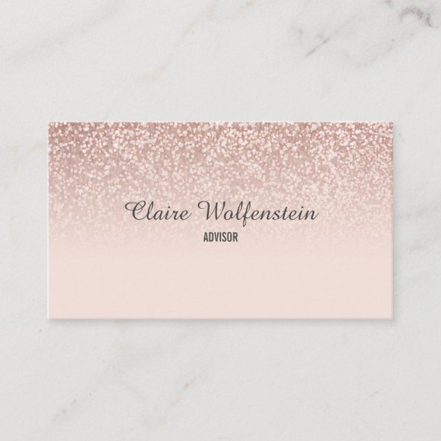 Eleganter Script-Rose Gold Glitzer Visitenkarte (Vorderseite)