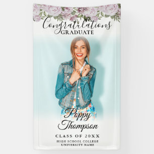 Eleganter Script Roses Roses Floral Foto Abschluss Banner