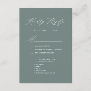 Eleganter Script Sage Green Minimalistisch Wedding Begleitkarte