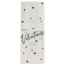 Eleganter Script-Schriftart + Herz-Valentinstag Geschenktüte Für Weinflaschen