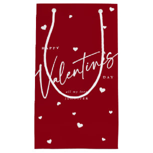 Eleganter Script-Schriftart + Herz-Valentinstag Kleine Geschenktüte