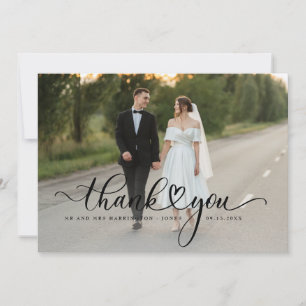 Eleganter Script Schriftart Hochzeit Foto Danke Ka