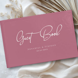 Eleganter, Script-Schriftart, Kirsch-Rote Hochzeit Gästebuch