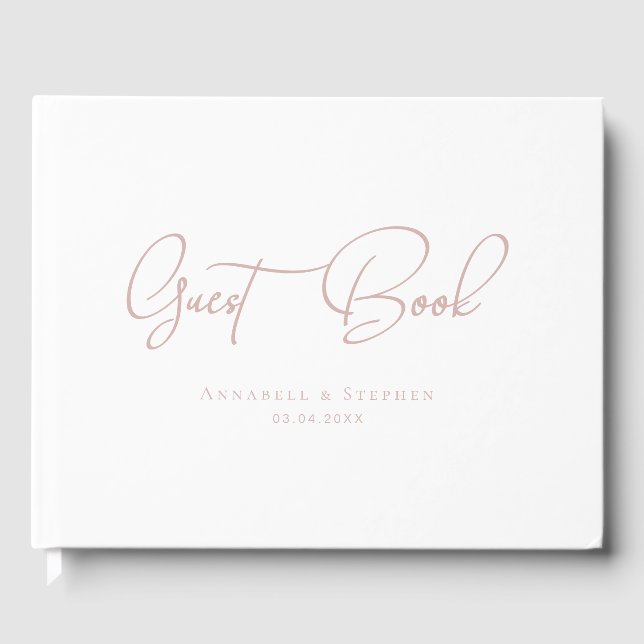 Eleganter, Script-Schriftart, White, Wedding Guest Gästebuch (Vorderseite)