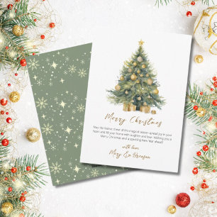 Eleganter Script Tree Non Foto Watercolor Weihnach Feiertagskarte