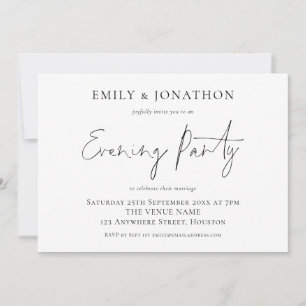 Eleganter Script Wedding Abend Party Empfang Einladung