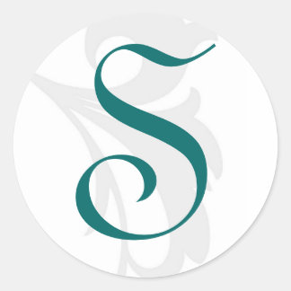 Eleganter Scroll Aquamariner Monogramm-Hochzeitsti Runder Aufkleber