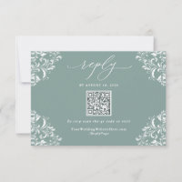 Eleganter Sea Green Vintage Wedding QR Code