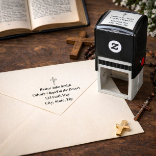 Eleganter Selbstfärbestempel aus Gummi mit Kreuz Permastempel