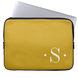 Eleganter Senf Monogram Laptop Sleeve