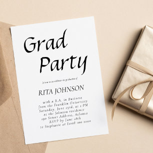Eleganter Senior Grad Party Schwarz-weißer Abschlu Einladung