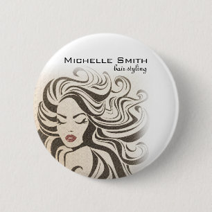 Eleganter Sepia-Chic-Welligkeits-Hairstyle Haarver Button