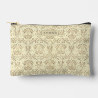 Eleganter Sepia Tan floral Muster Accessory Pouch