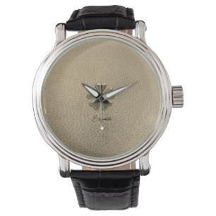 Eleganter Shamrock Patrick's Day Leder Armbanduhr