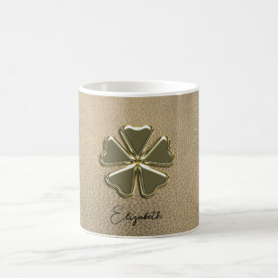 Eleganter Shamrock Patrick's Day Leder Kaffeetasse