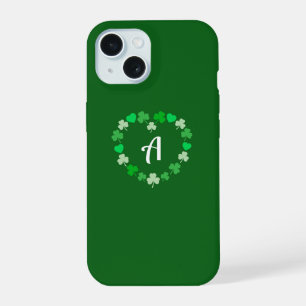 Eleganter Shamrocks und Hearts Kranz Grüner Anfang iPhone 15 Hülle