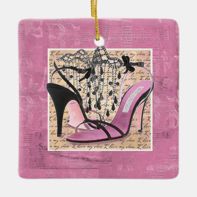 Eleganter Shoe Lover I Liebe My Shoes Keramikornament (Vorderseite)