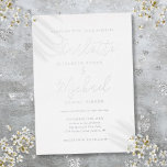 Eleganter Signature Script Wedding Silver Folieneinladung<br><div class="desc">Mit echter Silberfolie und prächtigen Stilnamen kann diese elegante Hochzeitseinladung mit Ihren Informationen in schicken Schriften personalisiert werden. Entwickelt von Thisisnotme©</div>
