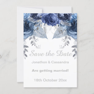 ELEGANTER SILBER BLAUE BLLOUES SAVE THE DATE