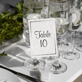 Eleganter Silber Frame und Gray Damask Wedding Tischnummer