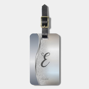 Eleganter Silber-Glitter-Bokeh, Monogramm Gepäckanhänger