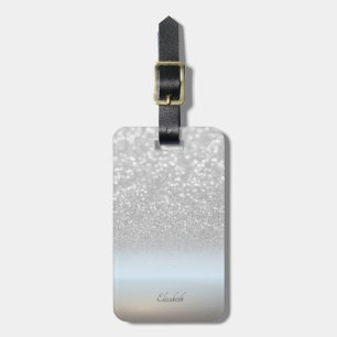 Eleganter Silber-Glitter-Bokeh-Ombre - Personalisi Gepäckanhänger