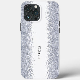 Eleganter Silber-Glitter-Eigenname  iPhone 13 Pro Max Hülle