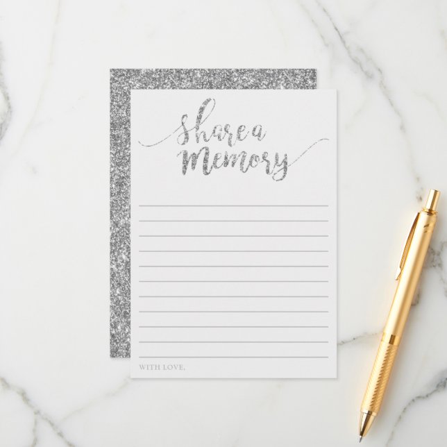 Eleganter Silber-Glitzer mit Speicherkarte freigeb Hinweiskarte (Vorderseite/Rückseite Beispiel)