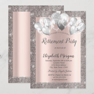 Eleganter Silber-Sequins-Rahmen Roségold-Ruhestand Einladung