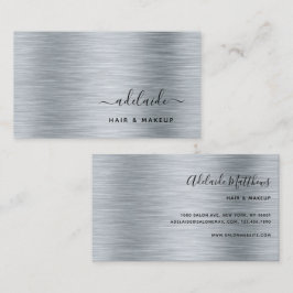 Eleganter Silberbrushed Metallic Monogram Name Visitenkarte