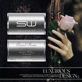 Eleganter Silbereffekt Modernes Monogramm Beruflic Visitenkarte