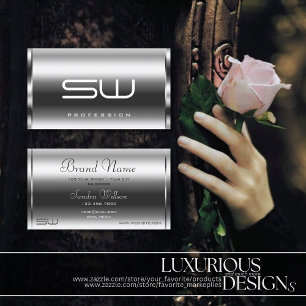 Eleganter Silbereffekt Modernes Monogramm Beruflic Visitenkarte